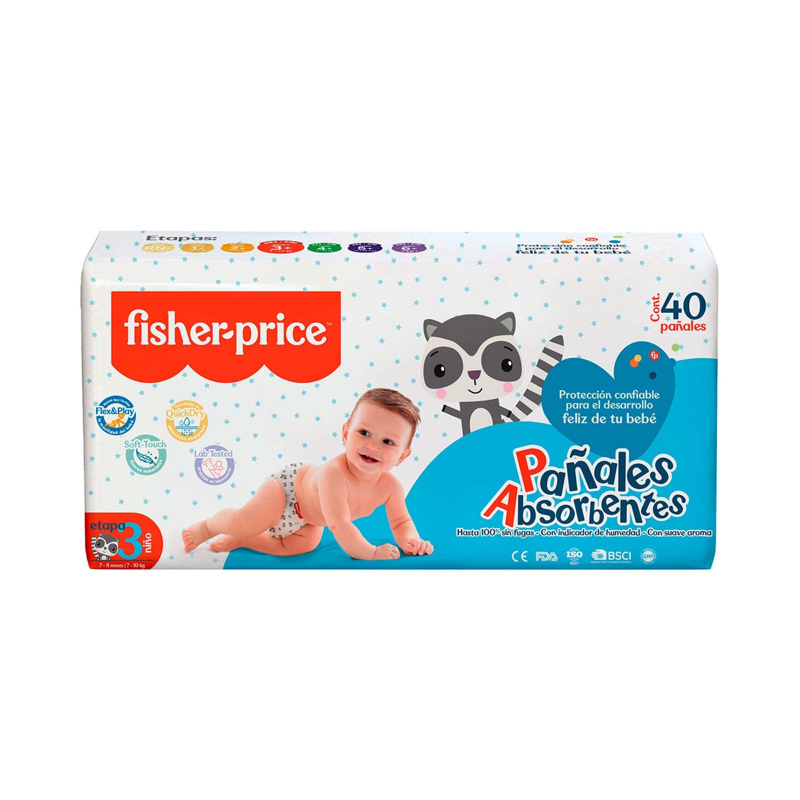 DIAPER FISHER PRICE Stage 3 Boy 40 Pieces | CMC Pharmacy Cabo Delivery in Cabo DIAPER FISHER PRICE Stage 3 Boy 40 Pieces