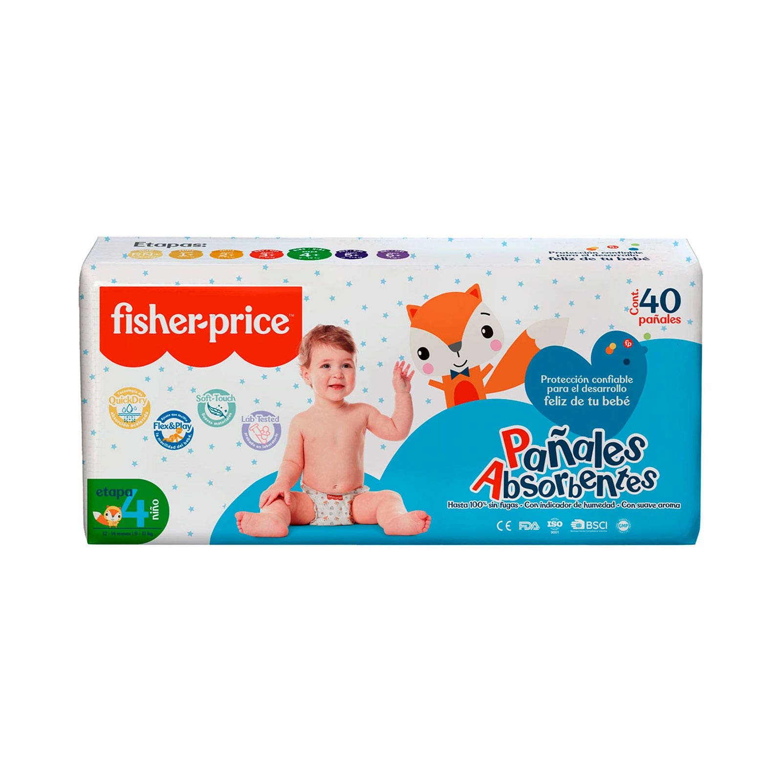 DIAPER FISHER PRICE Stage 4 Boy 40 Pieces | CMC Pharmacy Cabo Delivery in Cabo DIAPER FISHER PRICE Stage 4 Boy 40 Pieces