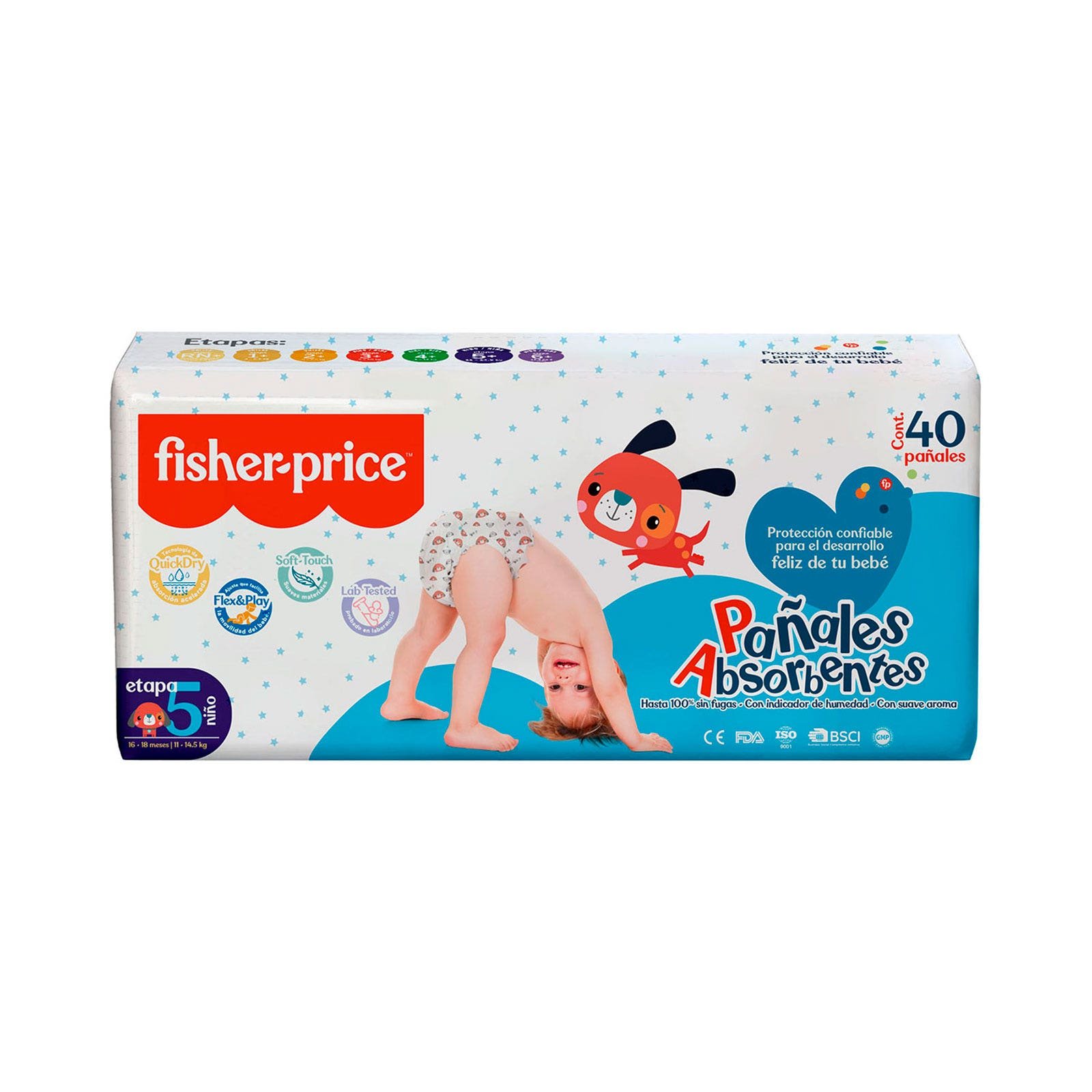 DIAPER FISHER PRICE Stage 5 Boy 40 Pieces | CMC Pharmacy Cabo Delivery in Cabo DIAPER FISHER PRICE Stage 5 Boy 40 Pieces
