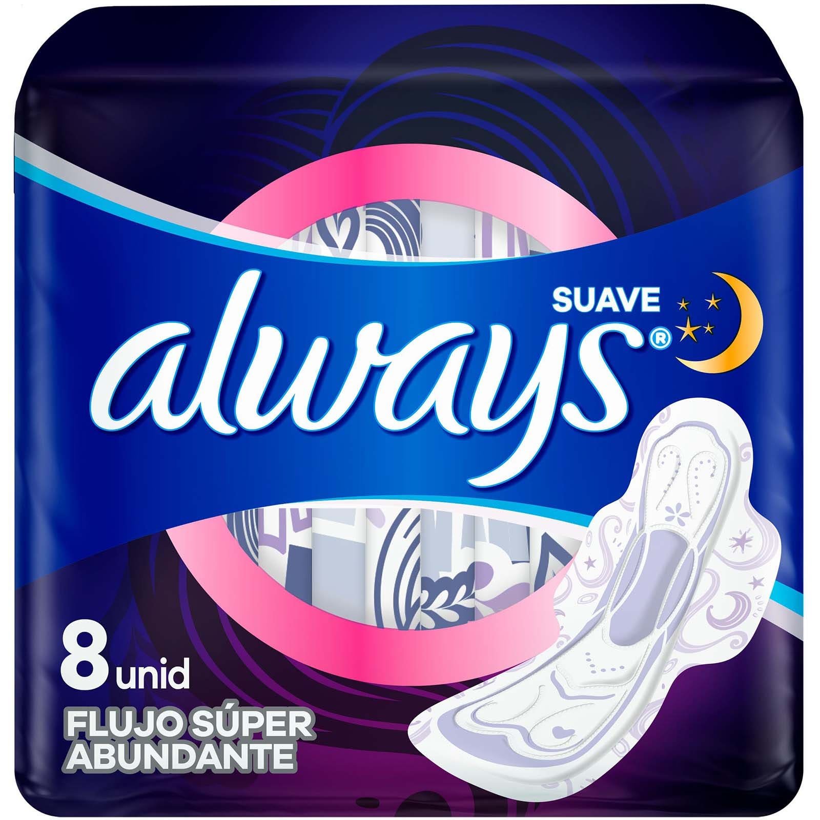 Always Soft Night Sanitary Pads, 8 Units | CMC Pharmacy Cabo Delivery in Cabo Always Soft Night Sanitary Pads, 8 Units
