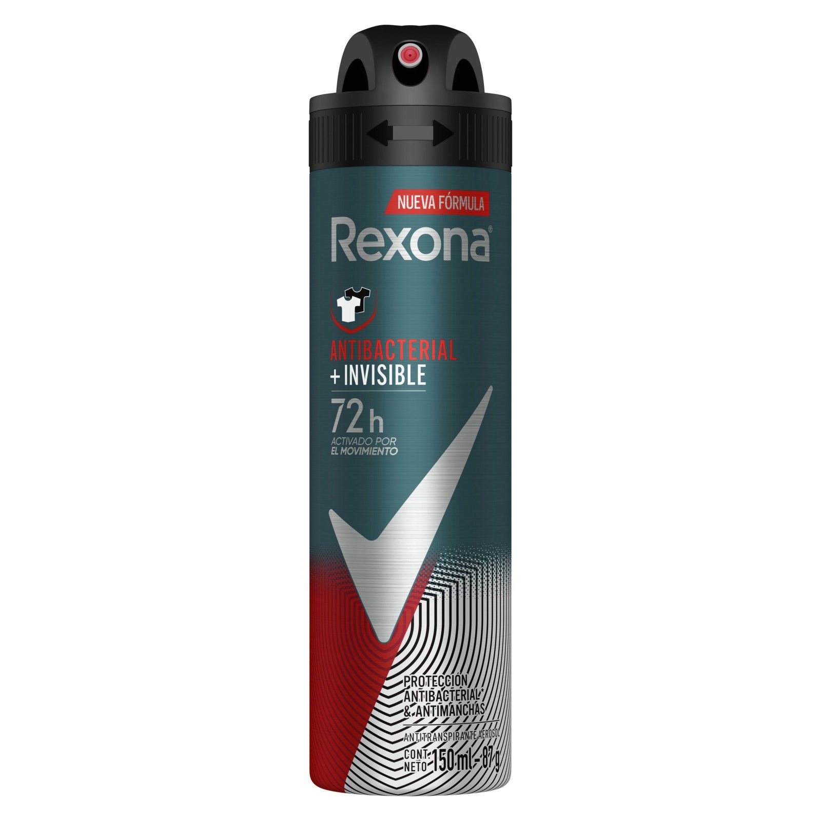 Antiperspirant Rexona Men Antibacterial + Invisible in Aerosol for Men 150 ml | CMC Pharmacy Cabo Delivery in Cabo Antiperspirant Rexona Men Antibacterial + Invisible in Aerosol for Men 150 ml