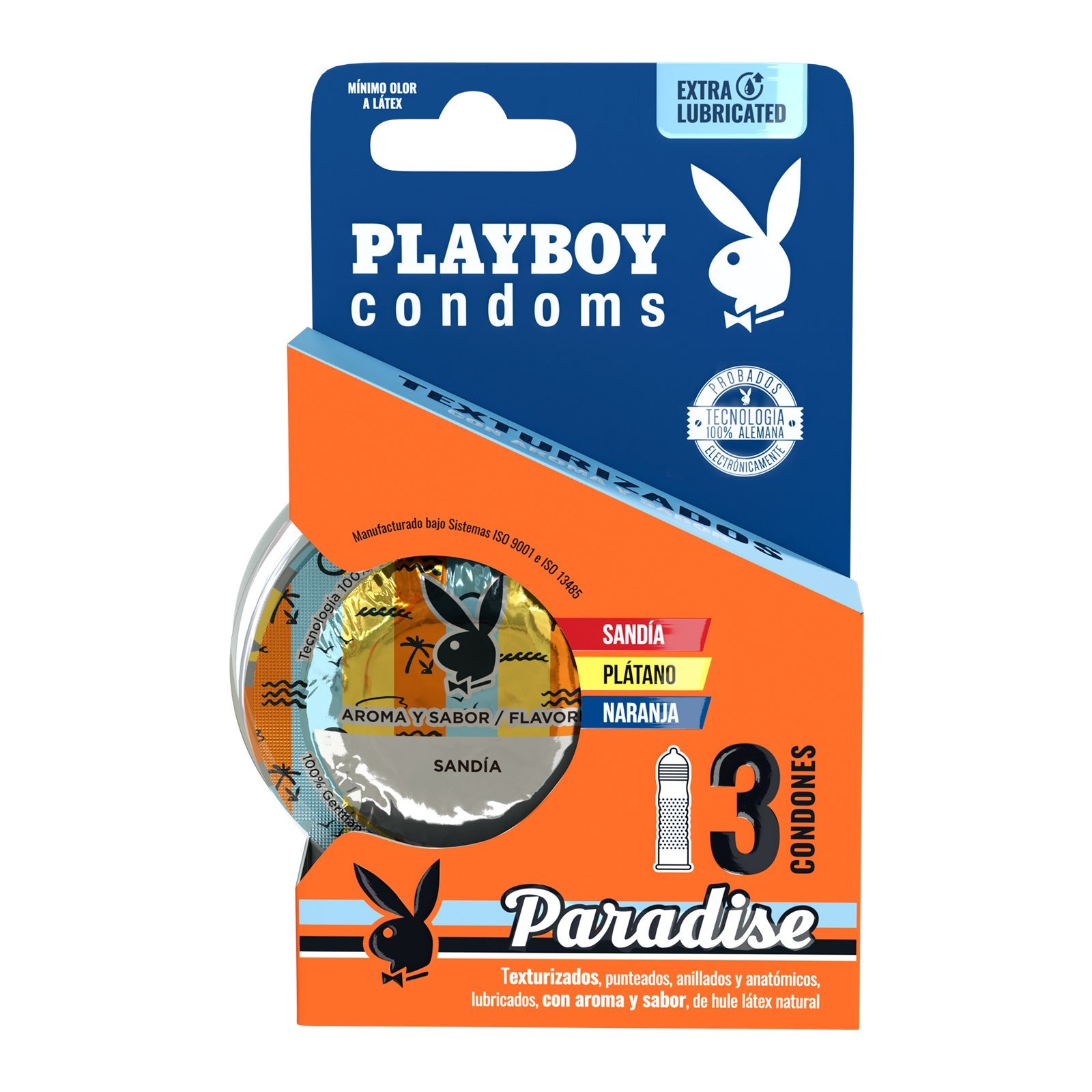 Condoms Playboy Paradise with 3 pcs | CMC Pharmacy Cabo Delivery in Cabo Condoms Playboy Paradise with 3 pcs