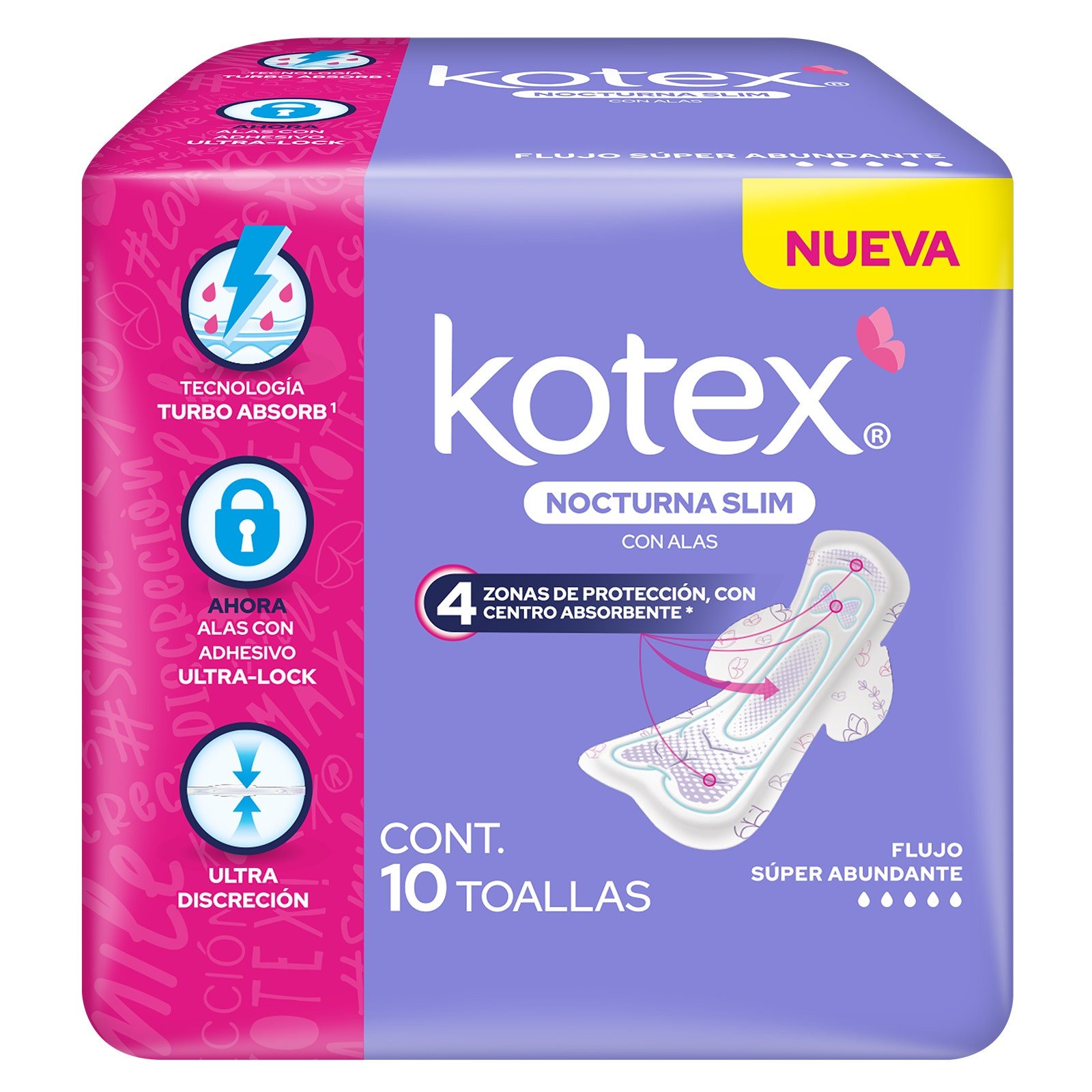 Sanitary Pads Kotex Night Ultradelgada with Alas 10 pcs | CMC Pharmacy Cabo Delivery in Cabo Sanitary Pads Kotex Night Ultradelgada with Alas 10 pcs