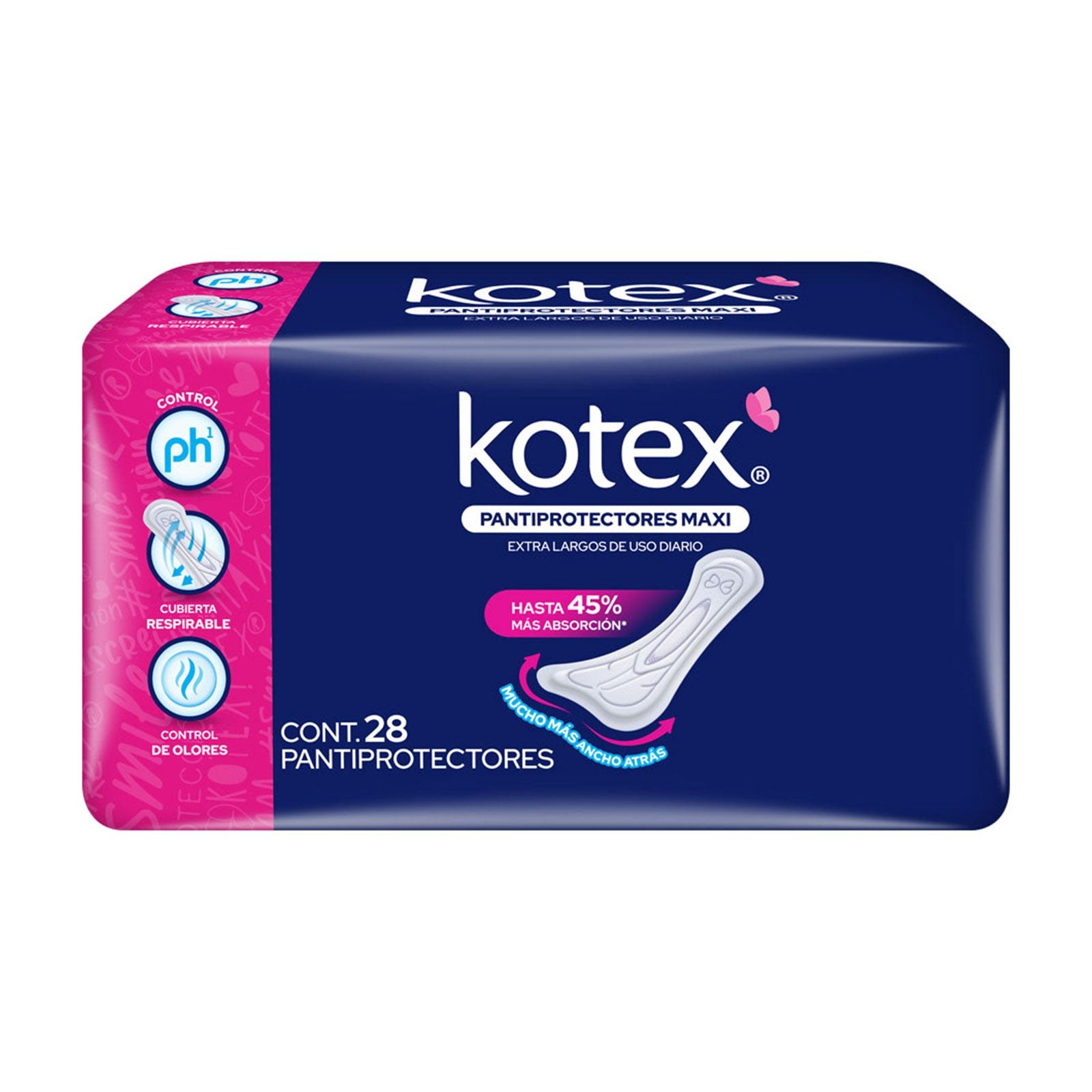 Kotex Pantiprotectores Maxi, Extra Largos Use Diario 28 Pieces | CMC Pharmacy Cabo Delivery in Cabo Kotex Pantiprotectores Maxi, Extra Largos Use Diario 28 Pieces