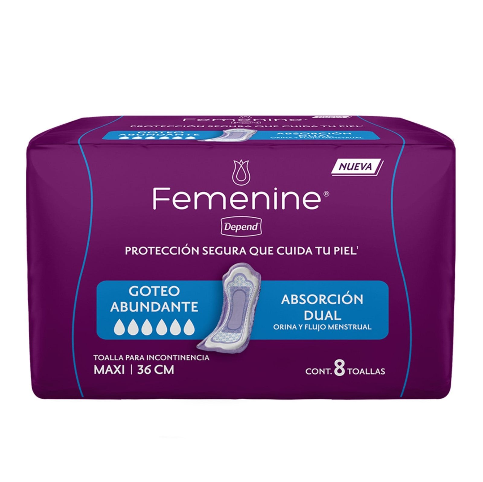 Femenine Depend Toalla Maxi 8 Pieces | CMC Pharmacy Cabo Delivery in Cabo Femenine Depend Toalla Maxi 8 Pieces