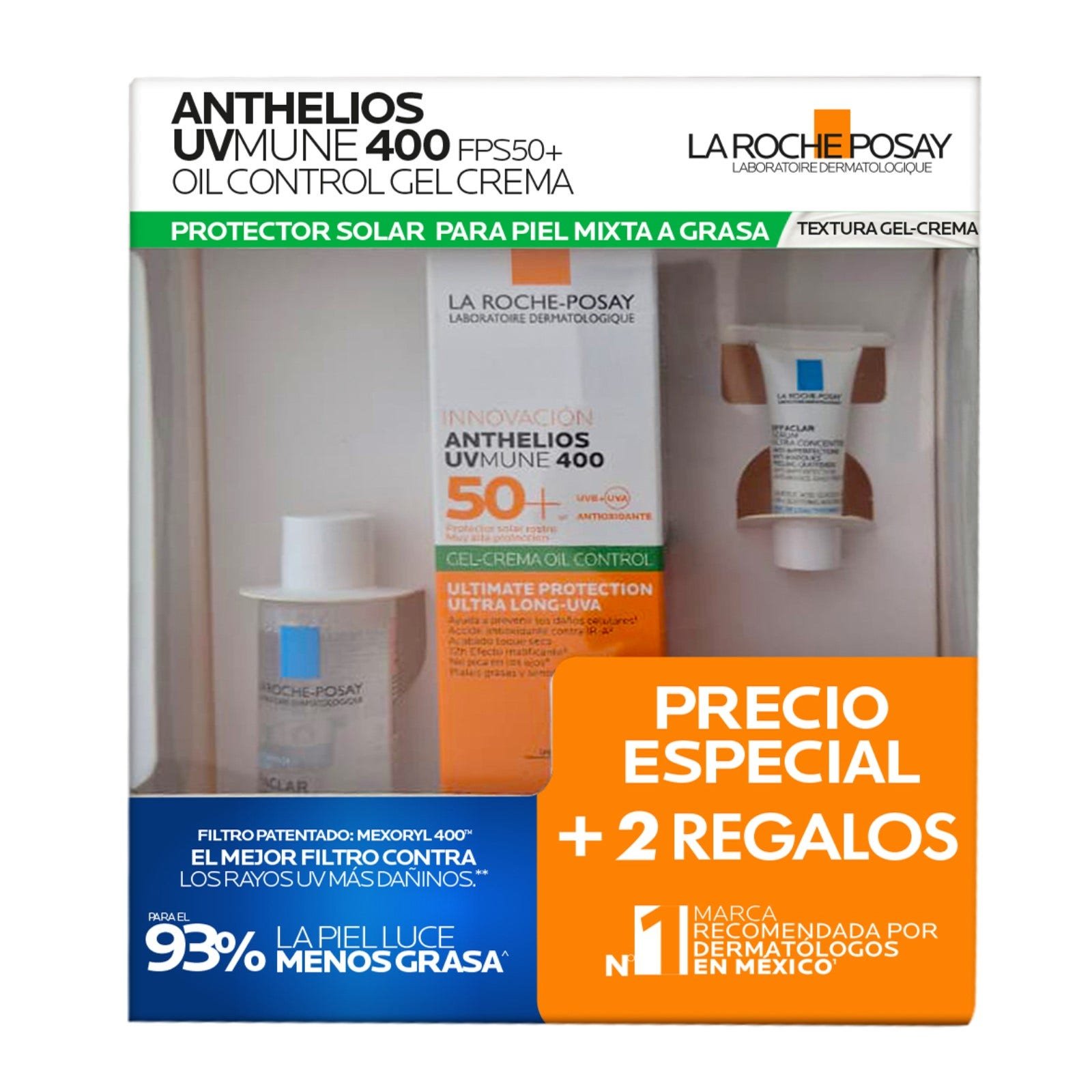 La Roche Posay Pack Anthelios UVMune Toque Dry + 2 regalos: Effaclar Duo+ Serum & Micellar Water | CMC Pharmacy Cabo Delivery in Cabo La Roche Posay Pack Anthelios UVMune Toque Dry + 2 regalos: Effaclar Duo+ Serum & Micellar Water