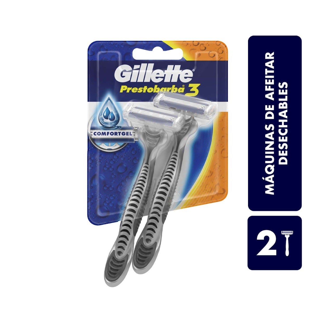 Razor Gillette Prestobarba3 with 3 Blades, for Shaving Beard Ras, 2 Units | CMC Pharmacy Cabo Delivery in Cabo Razor Gillette Prestobarba3 with 3 Blades, for Shaving Beard Ras, 2 Units