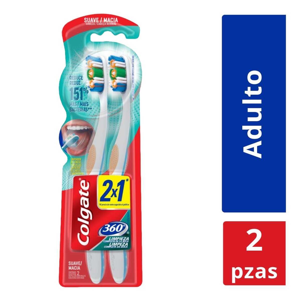 Toothbrush Colgate Cerdas Medium 360 Pack 2X1 | CMC Pharmacy Cabo Delivery in Cabo Toothbrush Colgate Cerdas Medium 360 Pack 2X1