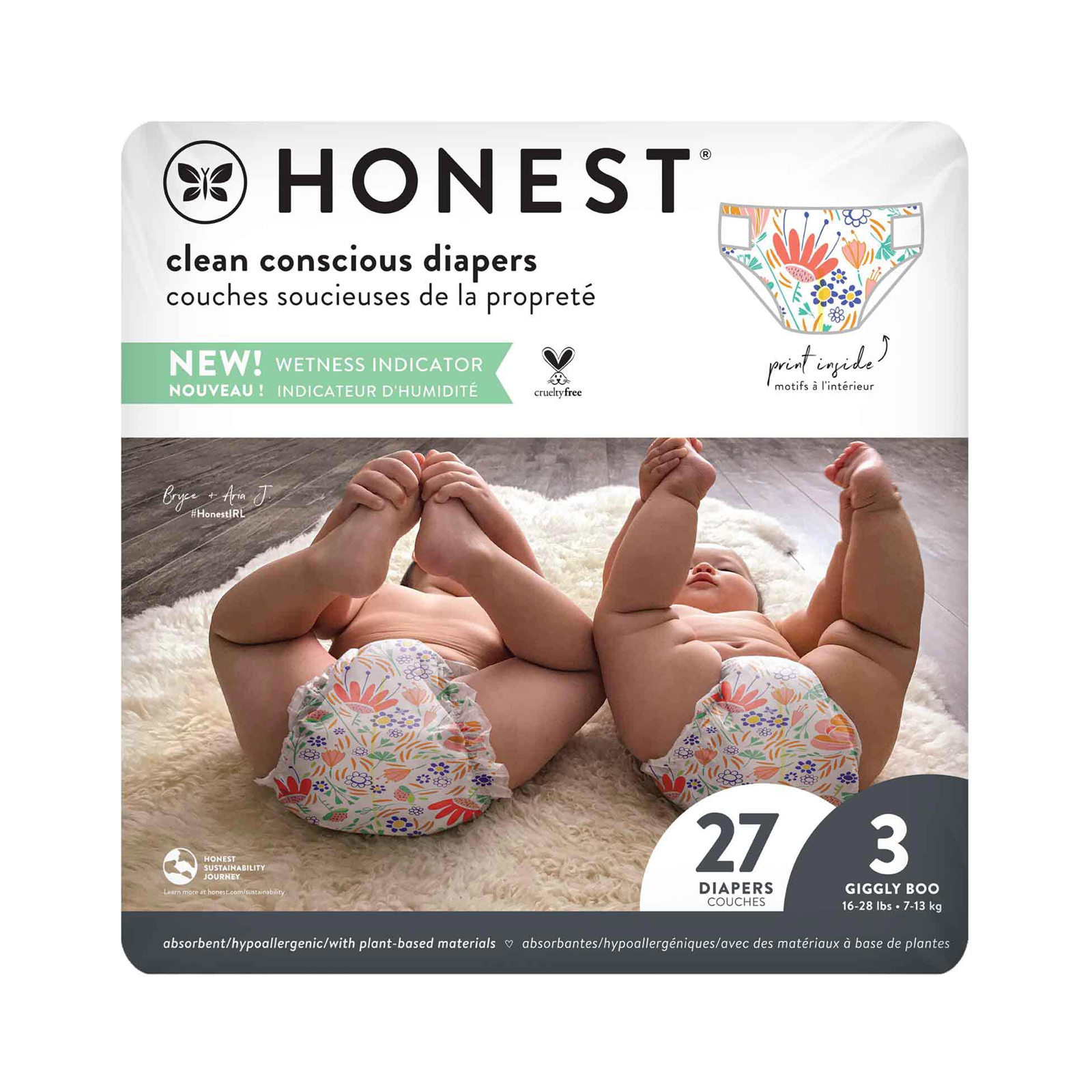HONEST Diaper Disposable Stage 3 Estampado Flower Power 27 pcs | CMC Pharmacy Cabo Delivery in Cabo HONEST Diaper Disposable Stage 3 Estampado Flower Power 27 pcs