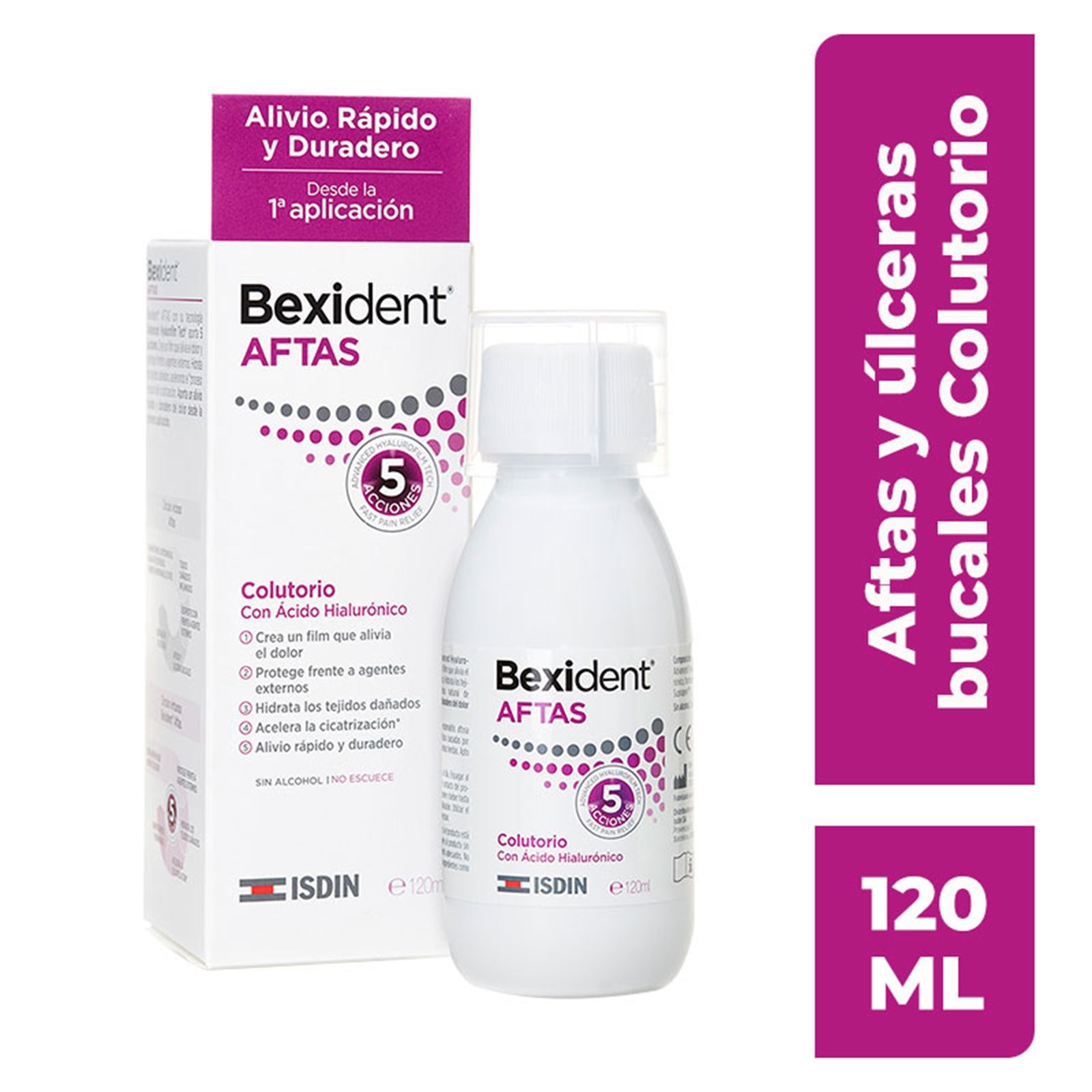 ISDIN Bexident Aftas Colutorio 120 ml | CMC Pharmacy Cabo Delivery in Cabo ISDIN Bexident Aftas Colutorio 120 ml
