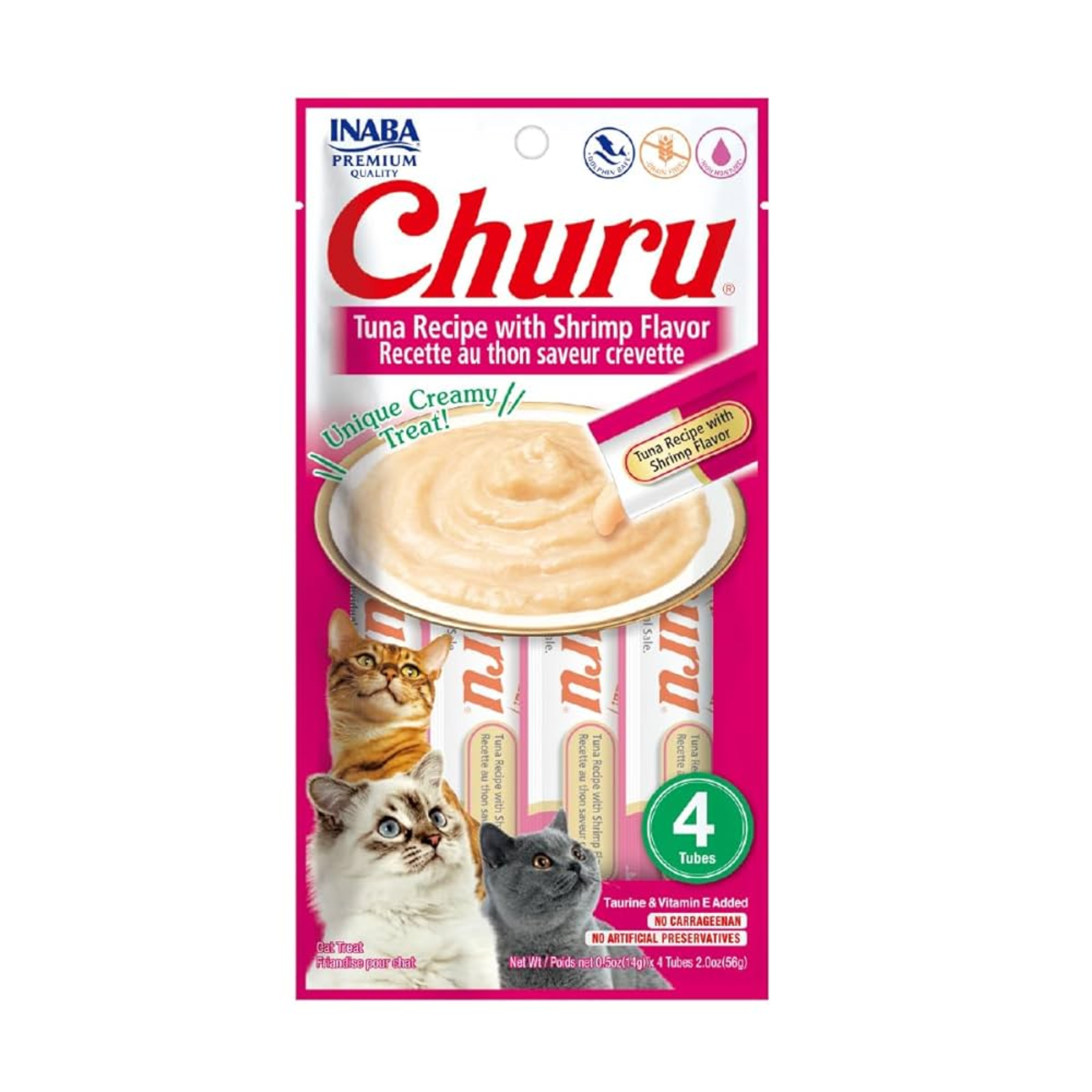 INABA CHURU Premio Cat Tuna Flavor & Camarón 4 tubos | CMC Pharmacy Cabo Delivery in Cabo INABA CHURU Premio Cat Tuna Flavor & Camarón 4 tubos