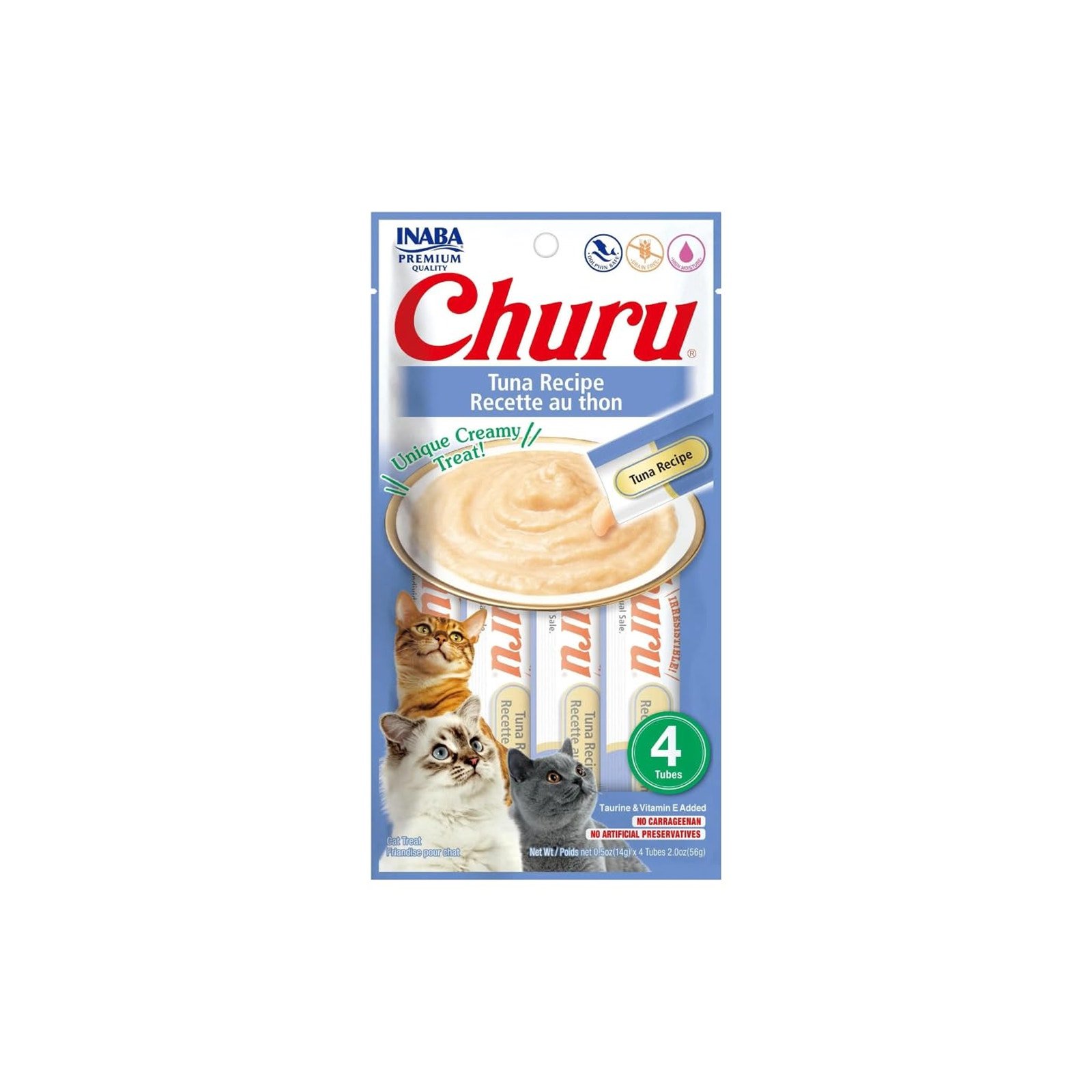 INABA CHURU Premio Cat Tuna Flavor 4 tubos (14g c/u) | CMC Pharmacy Cabo Delivery in Cabo INABA CHURU Premio Cat Tuna Flavor 4 tubos (14g c/u)