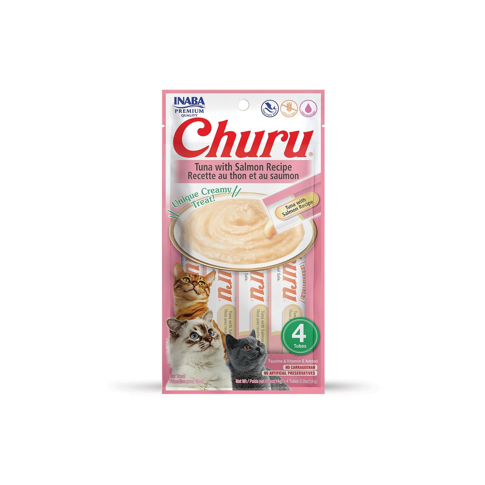 INABA CHURU Premio Cat Tuna Flavor & Salmon 4 tubos (14g c/u) | CMC Pharmacy Cabo Delivery in Cabo INABA CHURU Premio Cat Tuna Flavor & Salmon 4 tubos (14g c/u)