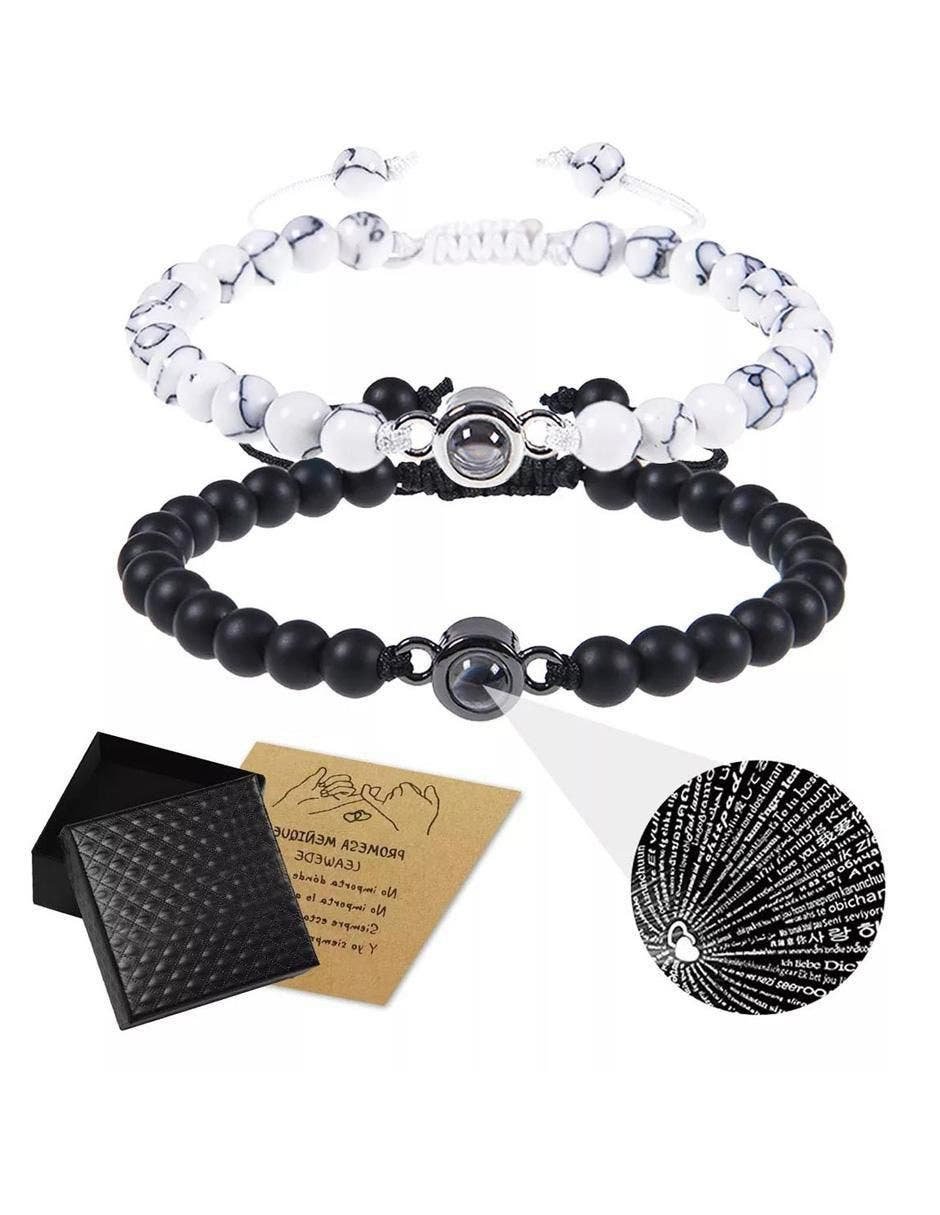 Set Pulseras for Pareja Tea Amo in 100 Idiomas with Piedra Natural | CMC Pharmacy Cabo Delivery in Cabo Set Pulseras for Pareja Tea Amo in 100 Idiomas with Piedra Natural
