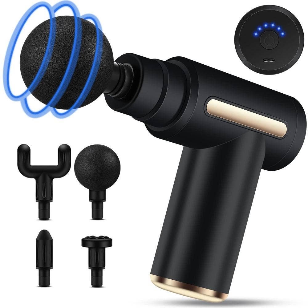 Massage Gun Uplayteck Black Adjustable with 4 Cabezales for Relajar Músculos & Aliviar Pain | CMC Pharmacy Cabo Delivery in Cabo Massage Gun Uplayteck Black Adjustable with 4 Cabezales for Relajar Músculos & Aliviar Pain