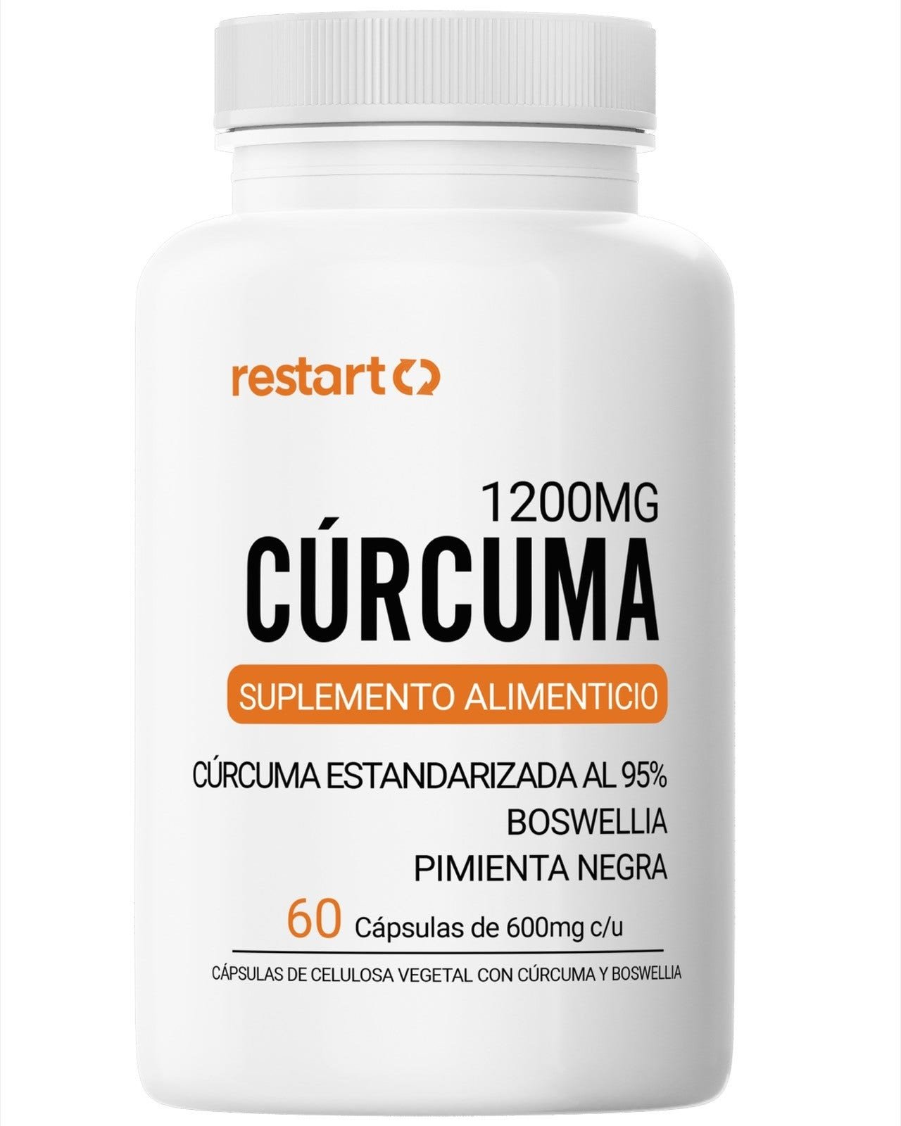 Restart Turmeric Turmeric Complex with Boswellia & Pimienta Black 1200mg 95% Estandarizado 60 Capsules Vcaps | CMC Pharmacy Cabo Delivery in Cabo Restart Turmeric Turmeric Complex with Boswellia & Pimienta Black 1200mg 95% Estandarizado 60 Capsules Vcaps