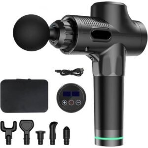 Massage Gun Muscular Portable Tejido Profundo with 6 Cabezales & 30 Velocidades Black