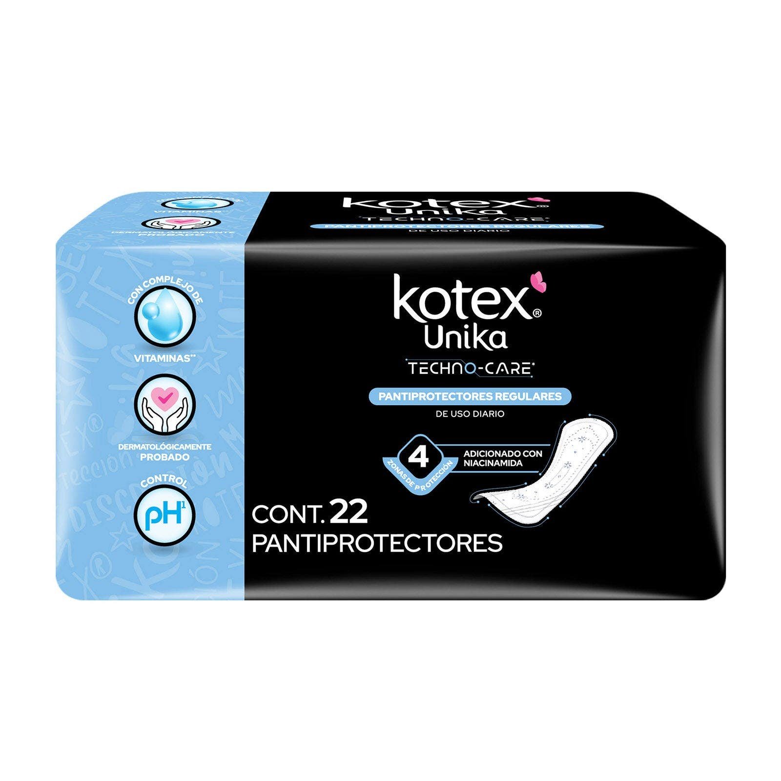 Panty Protector Kotex Unika Regular Antibacterial 22 pcs | CMC Pharmacy Cabo Delivery in Cabo Panty Protector Kotex Unika Regular Antibacterial 22 pcs